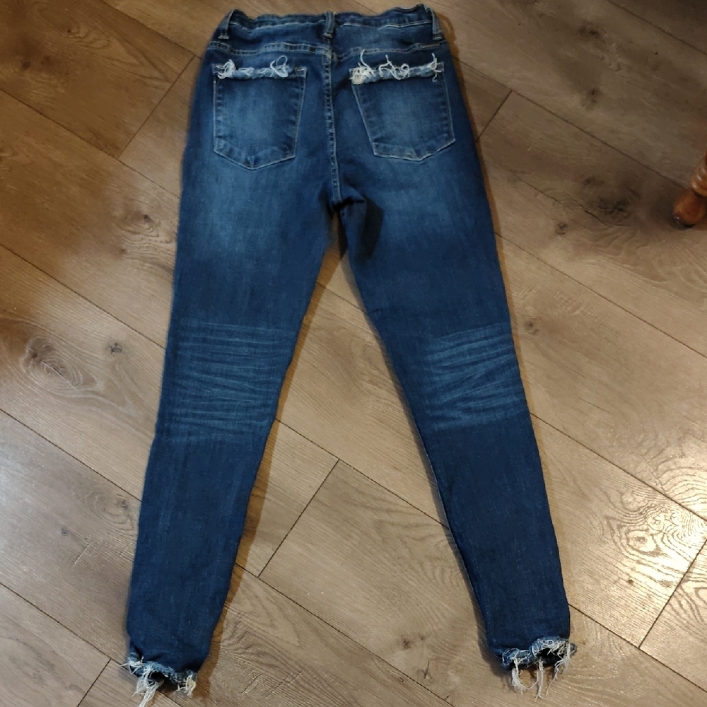 KanCan Dark Blue Distressed Skinny Jeans - Picture 2 of 3